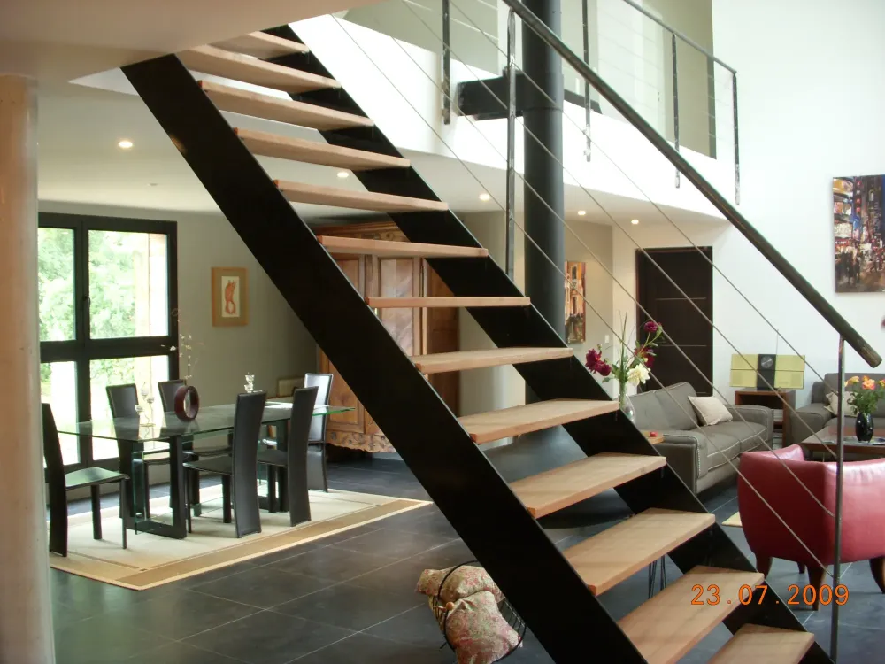 Escalier metal bois 